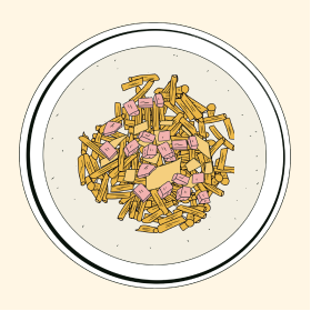 pâtes au parmesan, roquette, sauce soja